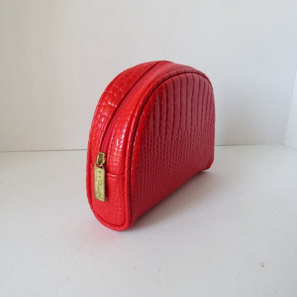 Signature Club A Clamshell Shape Red Cosmetic Makeup Bag Case Organizer - Picture 2 of 6